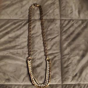 Ann Taylor bronze/pearl mixed media long necklace
